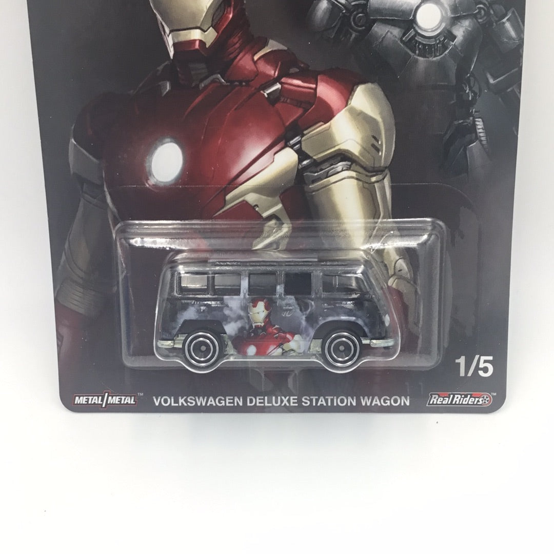 Hot wheels pop culture marvel studios Iron man Volkswagen Deluxe Station Wagon creased card 262i