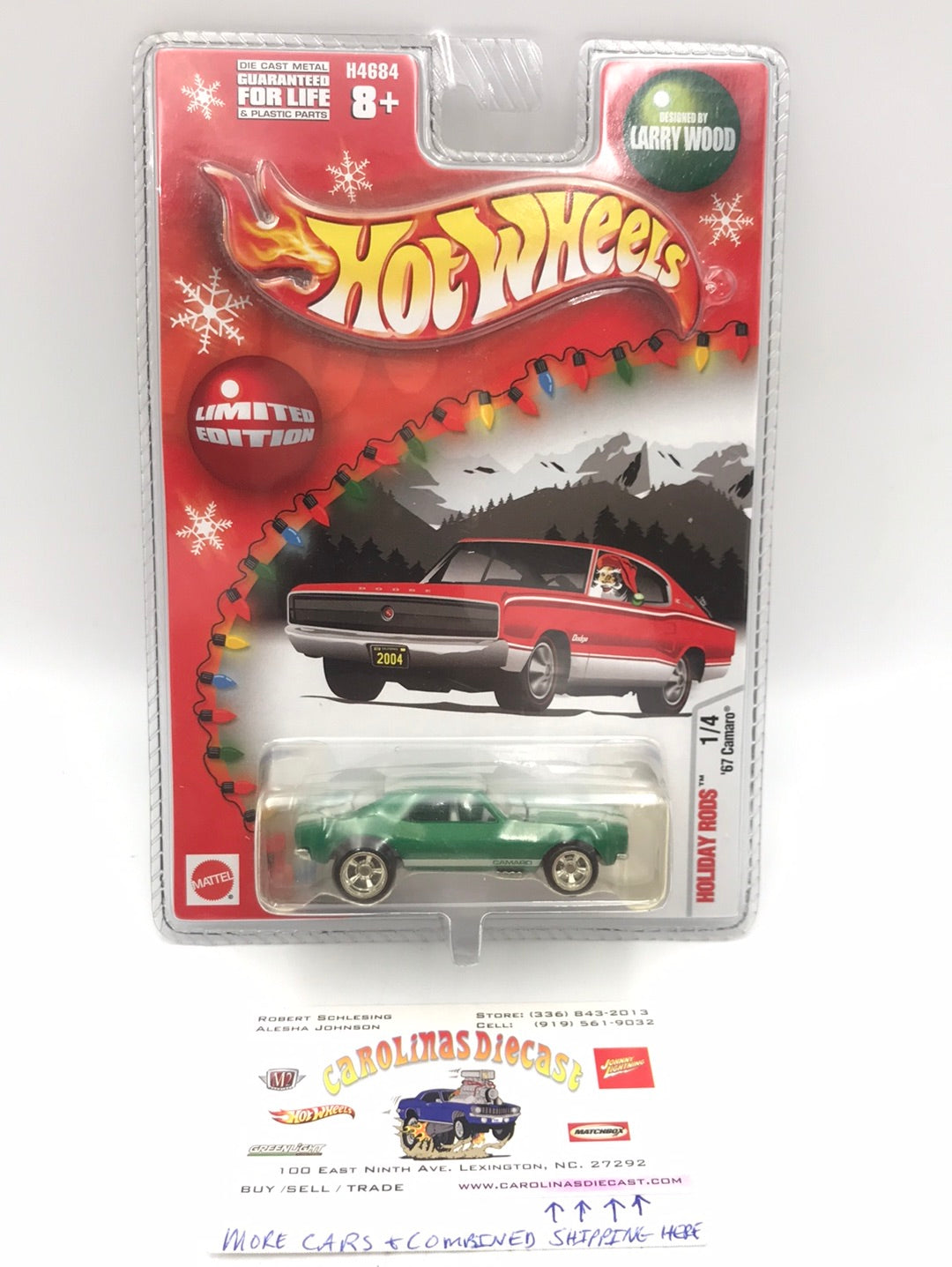 Hot wheels holiday rods Larry wood 67 Camaro Green