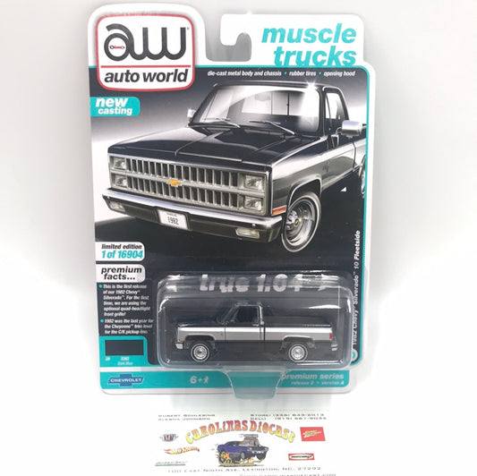 Auto world Muscle Trucks 1982 Chevy Silverado 10 Fleetside dark blue new casting