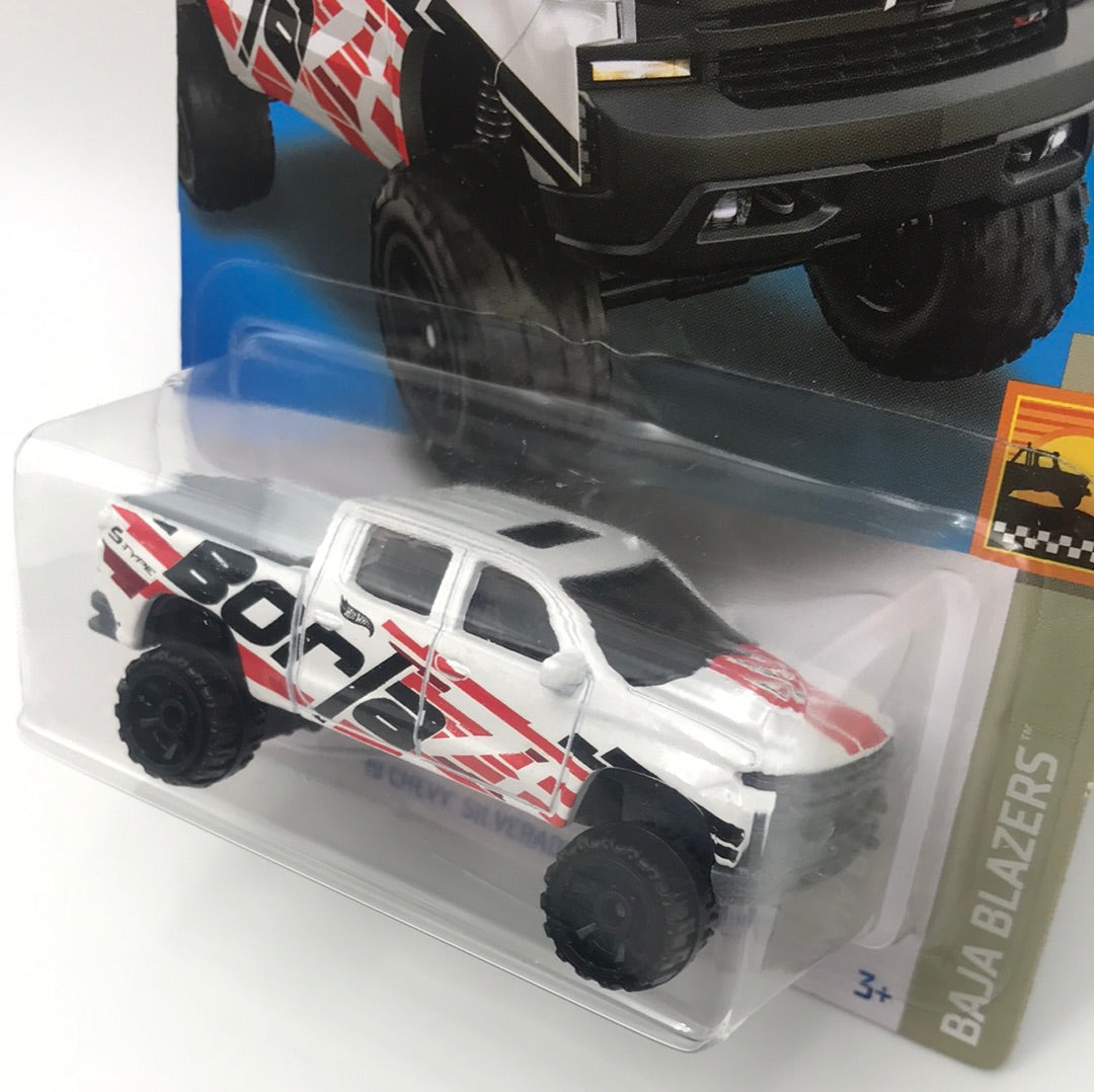 2022 hot wheels N case #53 19 Chevy Silverado trail boss LT white borla 7E